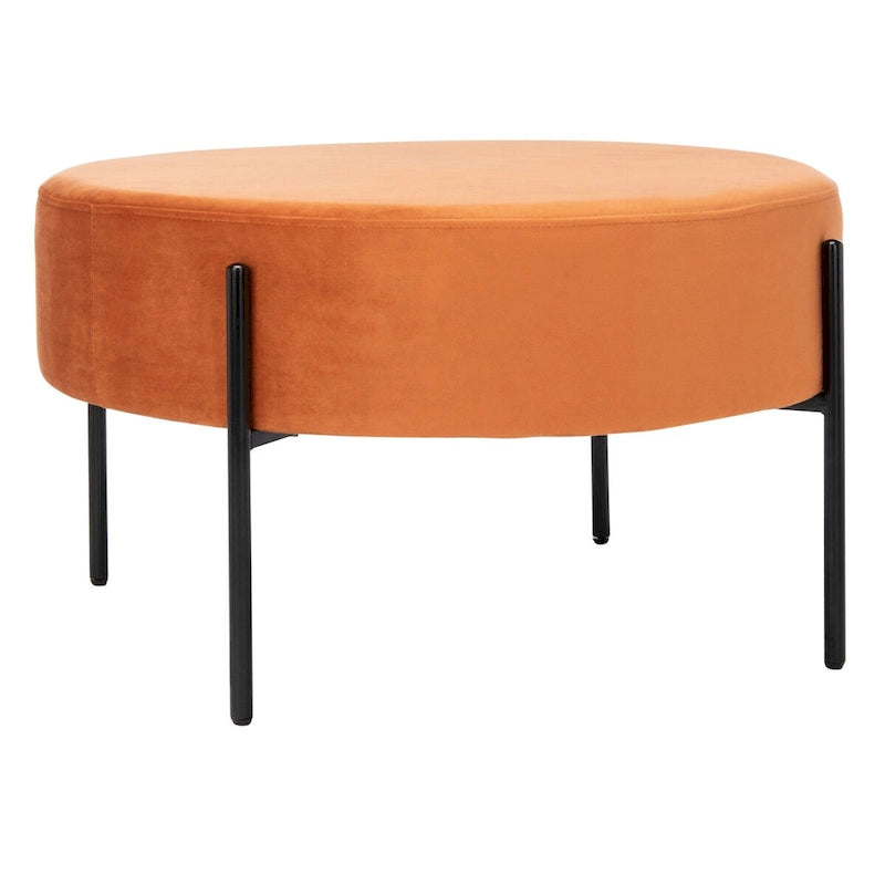 Pouf de cocktail rond en velours, dessus capitonné, accent de salon moderne