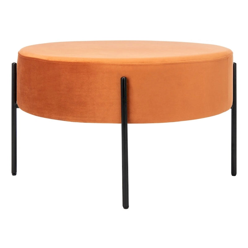 Pouf de cocktail rond en velours, dessus capitonné, accent de salon moderne