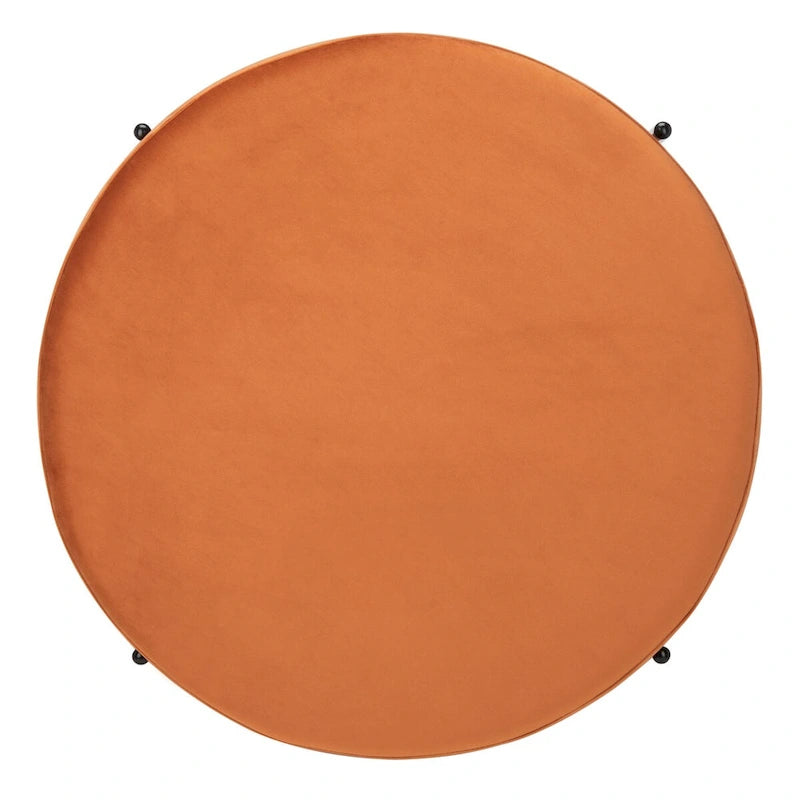 Pouf de cocktail rond en velours, dessus capitonné, accent de salon moderne