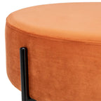 Pouf de cocktail rond en velours, dessus capitonné, accent de salon moderne