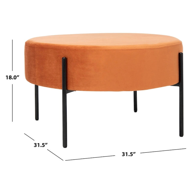 Pouf de cocktail rond en velours, dessus capitonné, accent de salon moderne