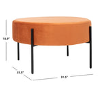 Pouf de cocktail rond en velours, dessus capitonné, accent de salon moderne