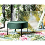 Pouf de cocktail rond en velours, dessus capitonné, accent de salon moderne