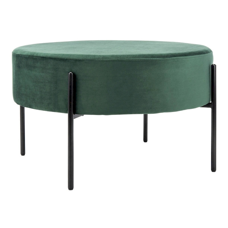 Pouf de cocktail rond en velours, dessus capitonné, accent de salon moderne