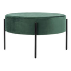 Pouf de cocktail rond en velours, dessus capitonné, accent de salon moderne