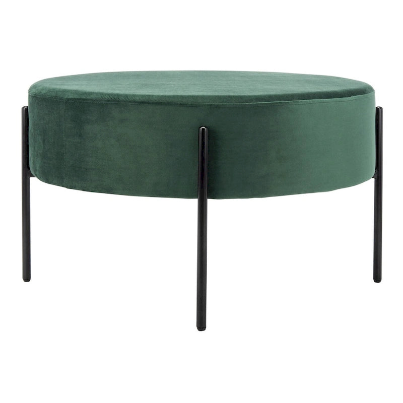 Pouf de cocktail rond en velours, dessus capitonné, accent de salon moderne