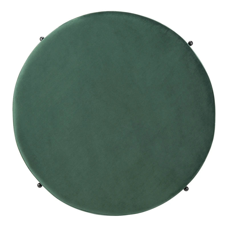 Pouf de cocktail rond en velours, dessus capitonné, accent de salon moderne