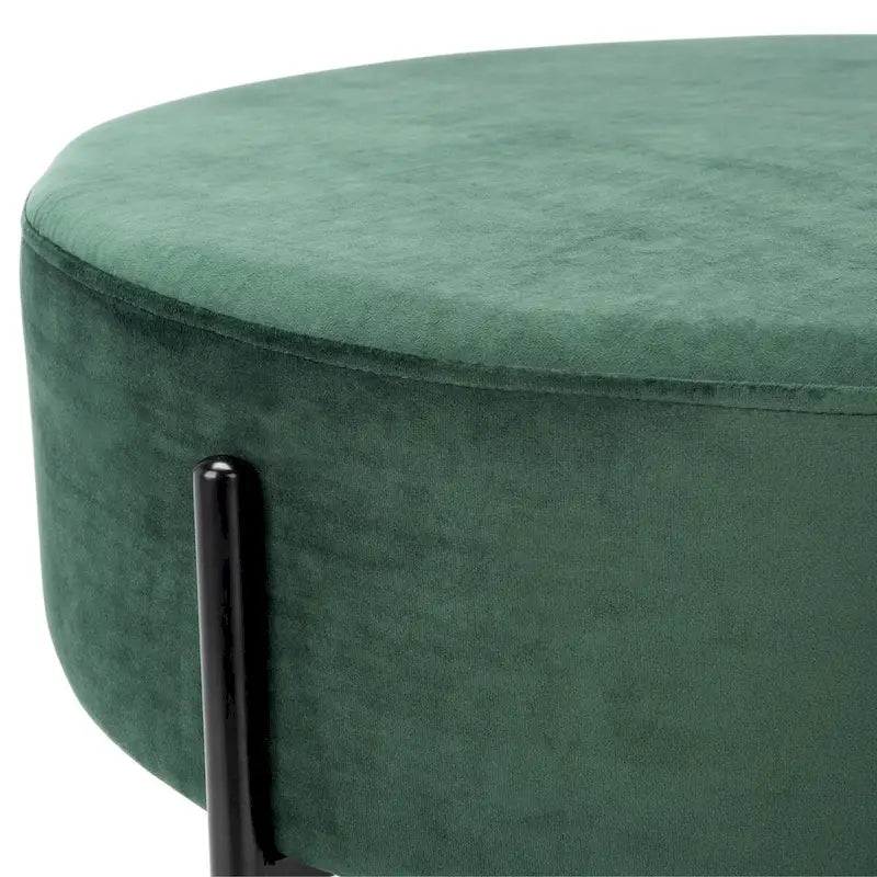 Pouf de cocktail rond en velours, dessus capitonné, accent de salon moderne