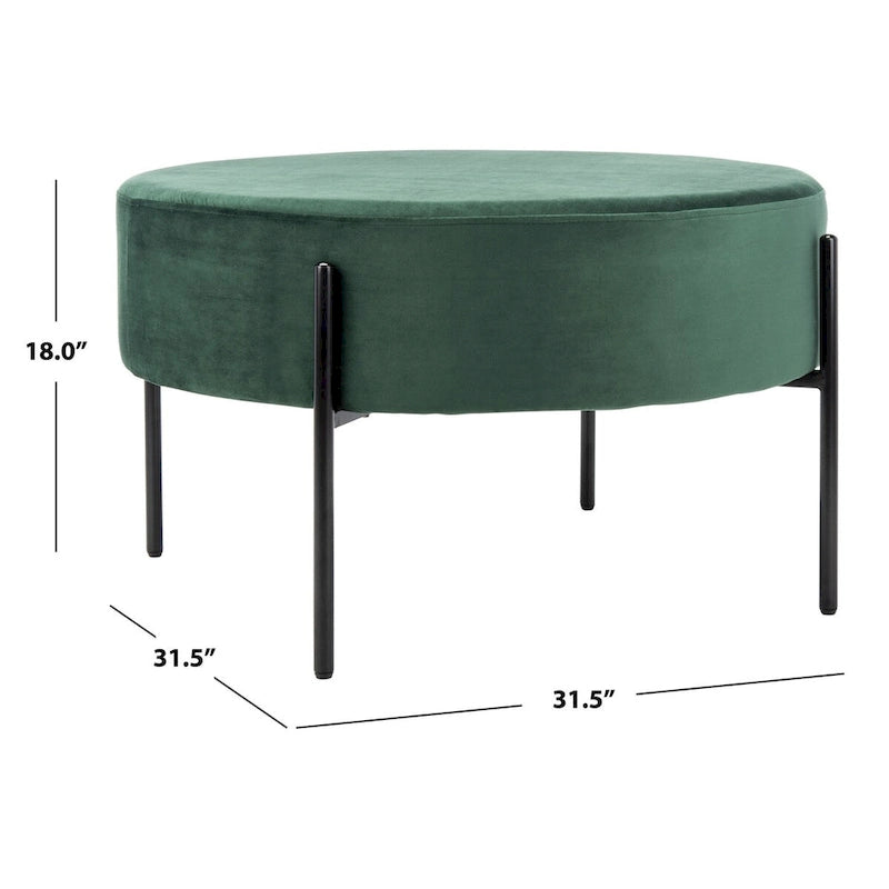 Pouf de cocktail rond en velours, dessus capitonné, accent de salon moderne