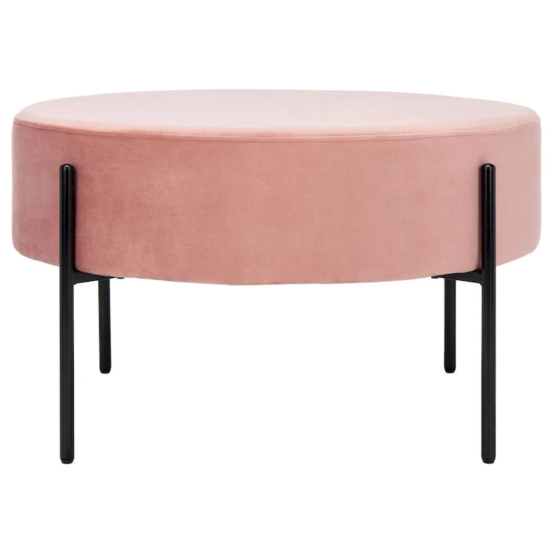 Pouf de cocktail rond en velours, dessus capitonné, accent de salon moderne