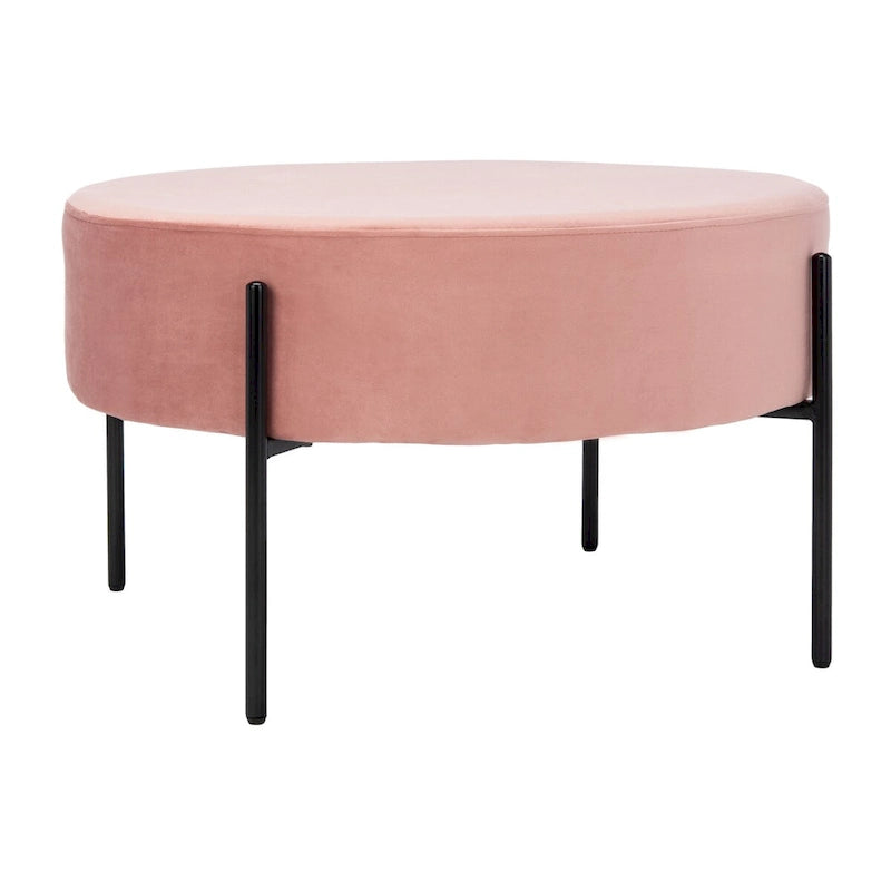 Pouf de cocktail rond en velours, dessus capitonné, accent de salon moderne