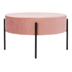 Pouf de cocktail rond en velours, dessus capitonné, accent de salon moderne
