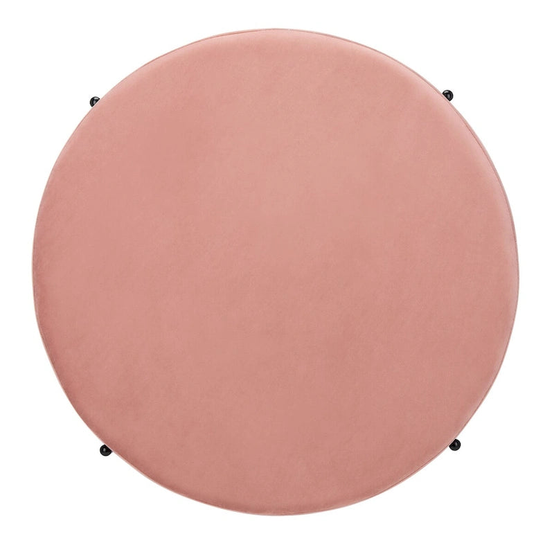 Pouf de cocktail rond en velours, dessus capitonné, accent de salon moderne