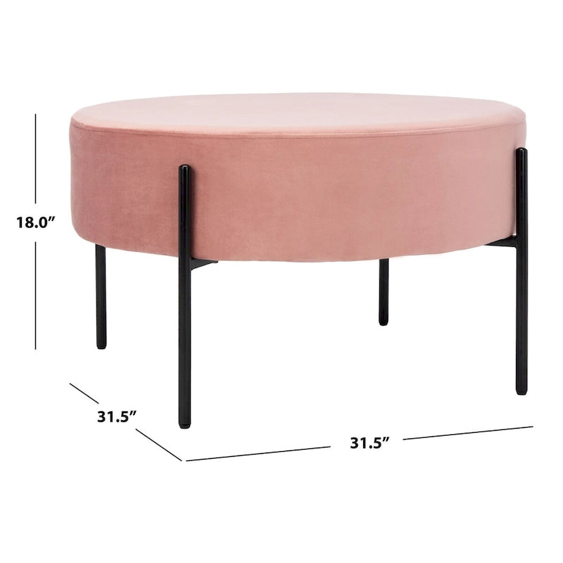 Pouf de cocktail rond en velours, dessus capitonné, accent de salon moderne