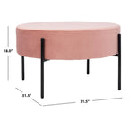 Pouf de cocktail rond en velours, dessus capitonné, accent de salon moderne