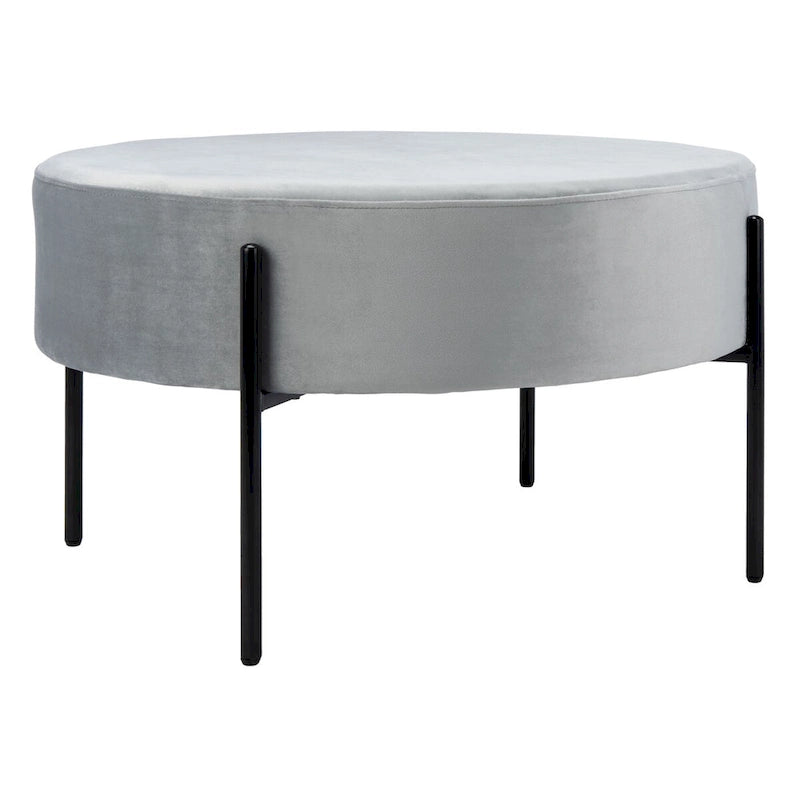 Pouf de cocktail rond en velours, dessus capitonné, accent de salon moderne