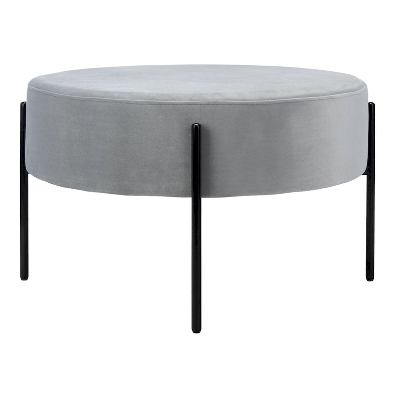 Pouf de cocktail rond en velours, dessus capitonné, accent de salon moderne