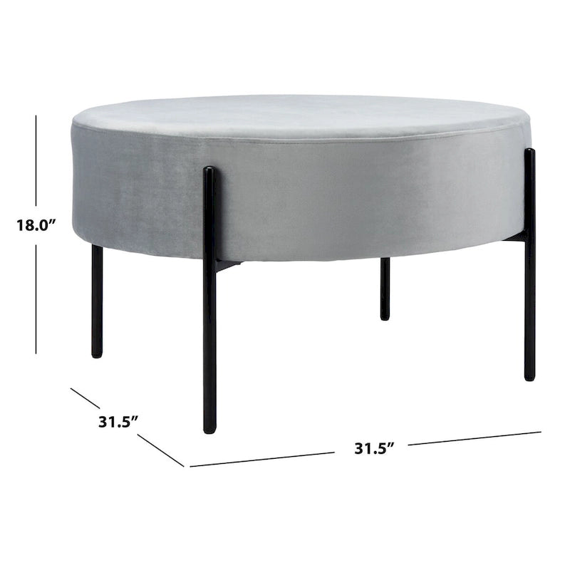 Pouf de cocktail rond en velours, dessus capitonné, accent de salon moderne