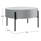 Pouf de cocktail rond en velours, dessus capitonné, accent de salon moderne