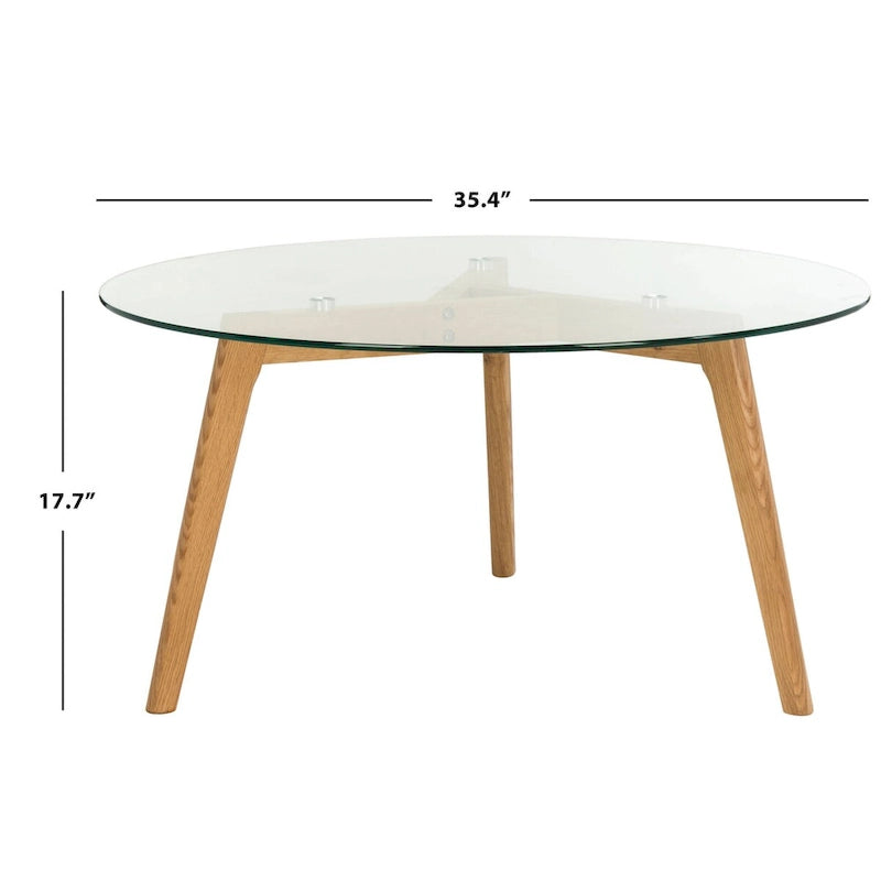 Table basse ronde en verre style milieu de siècle Rachelle SAFAVIEH - 35,4 x 35,4 x 17,7 - 35Px35Px18H