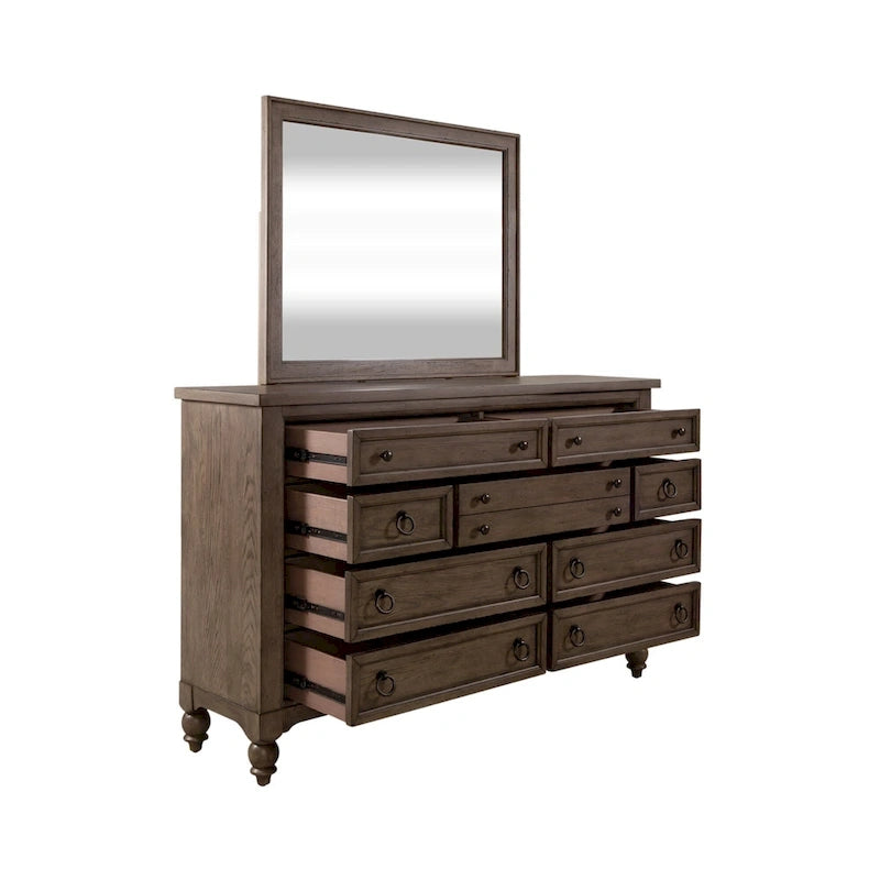 Ensemble de chambre à coucher Americana Farmhouse avec lit traîneau, commode et miroir