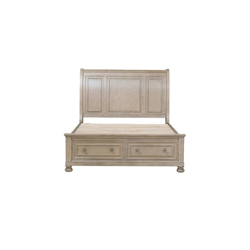 Ensemble de chambre Donald 3 pièces moderne gris avec lit traîneau plateforme et rangement