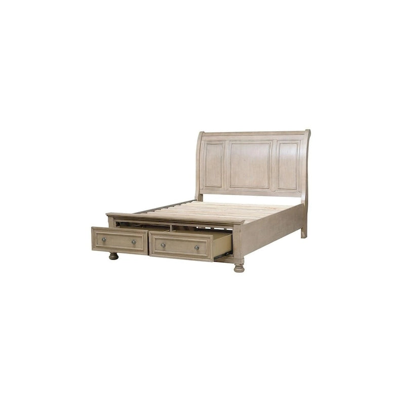 Ensemble de chambre Donald 3 pièces moderne gris avec lit traîneau plateforme et rangement