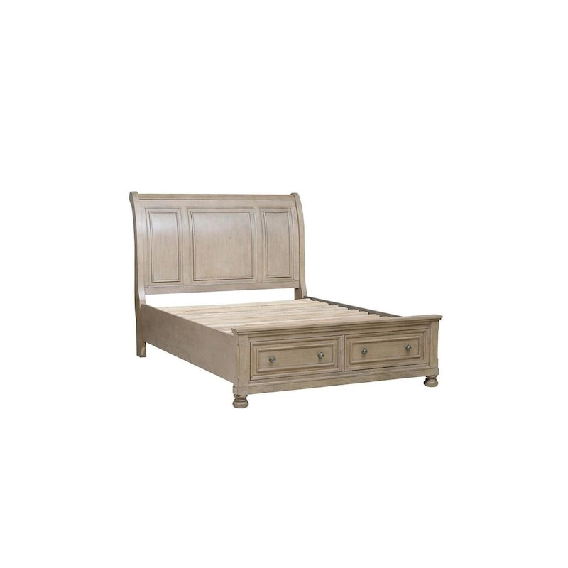 Ensemble de chambre Donald 3 pièces moderne gris avec lit traîneau plateforme et rangement