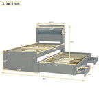 Lit plateforme Twin XL avec rangement et tête de lit LED, station de charge, lit gigogne simple et 2 tiroirs