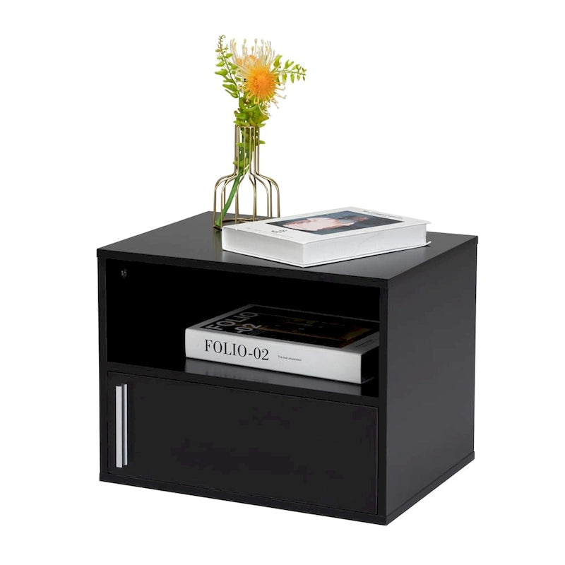 Table de chevet murale en bois avec porte battante (Lot de 2)