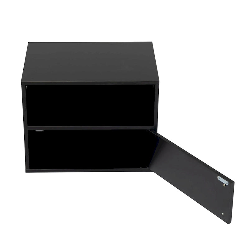 Table de chevet murale en bois avec porte battante (Lot de 2)