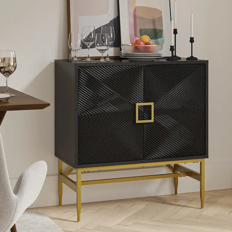 Meuble d'appoint moderne à 2 portes de 86 cm de haut avec étagères réglables, rangement garde-manger