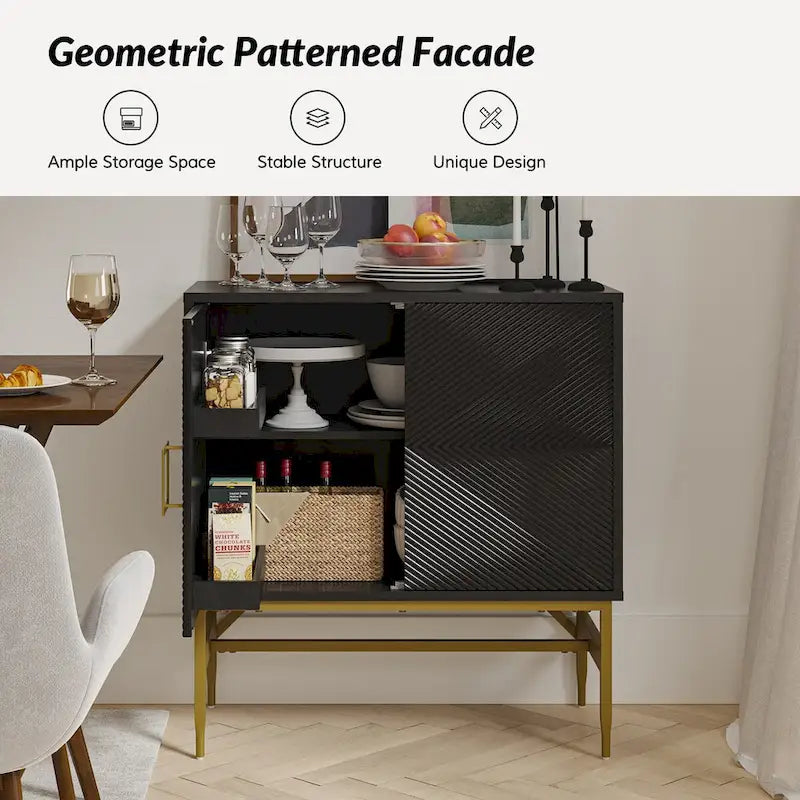 Meuble d'appoint moderne à 2 portes de 86 cm de haut avec étagères réglables, rangement garde-manger