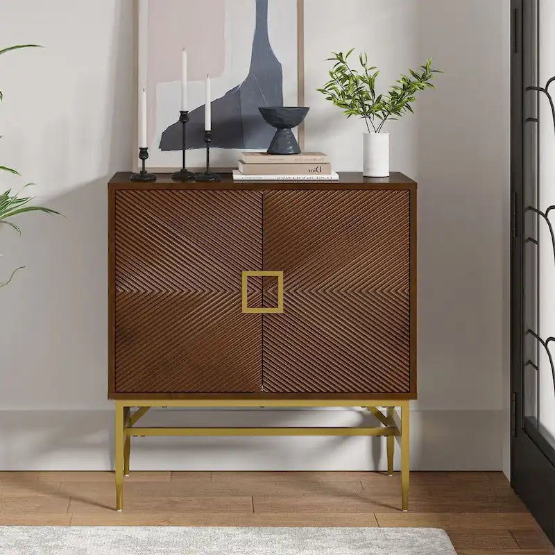 Meuble d'appoint moderne à 2 portes de 86 cm de haut avec étagères réglables, rangement garde-manger