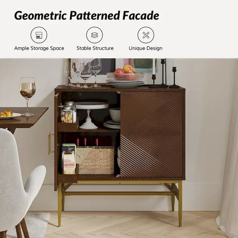 Meuble d'appoint moderne à 2 portes de 86 cm de haut avec étagères réglables, rangement garde-manger