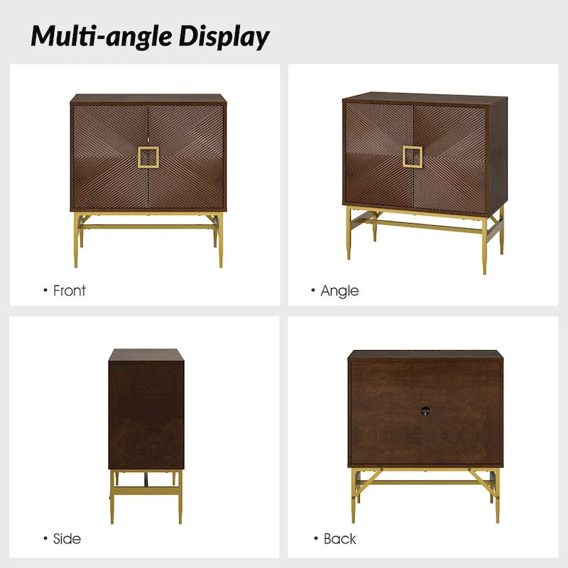Meuble d'appoint moderne à 2 portes de 86 cm de haut avec étagères réglables, rangement garde-manger