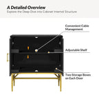 Meuble d'appoint moderne à 2 portes de 86 cm de haut avec étagères réglables, rangement garde-manger