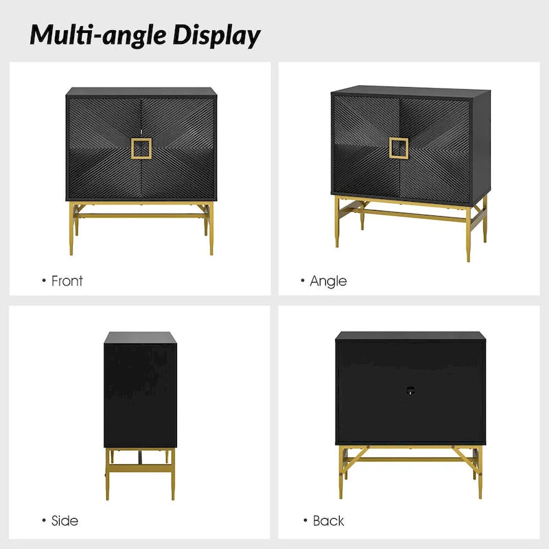 Meuble d'appoint moderne à 2 portes de 86 cm de haut avec étagères réglables, rangement garde-manger