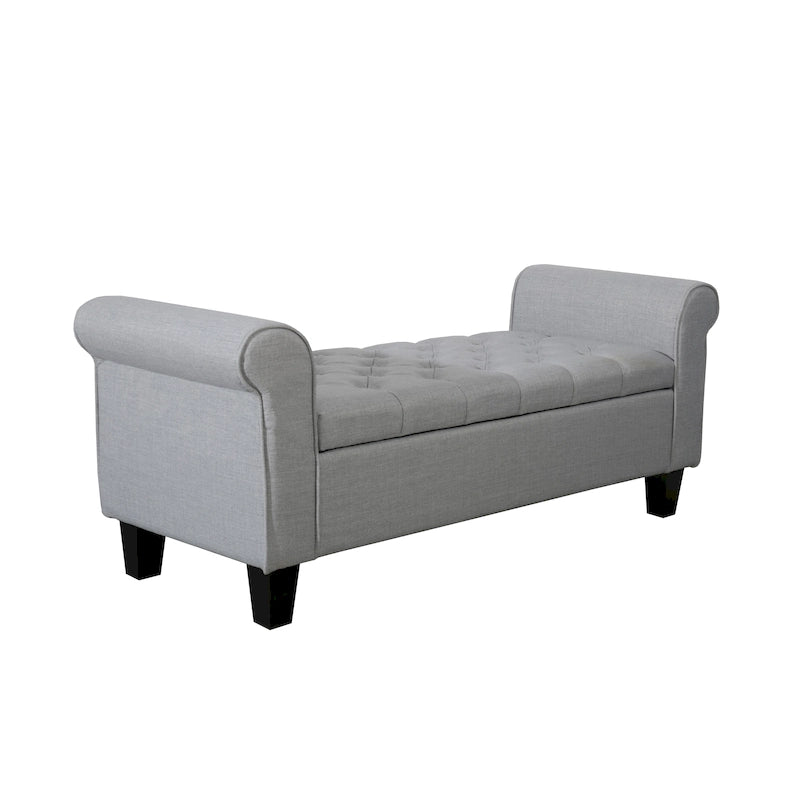 Banc de rangement capitonné en tissu avec couvercle rabattable, Siège de couloir rembourré