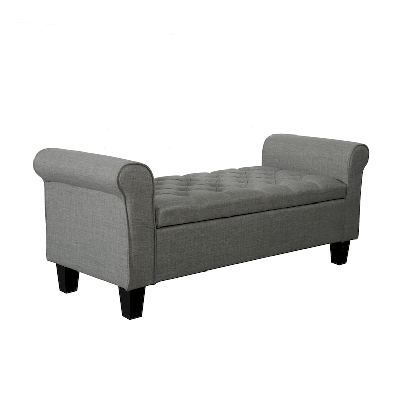 Banc de rangement capitonné en tissu avec couvercle rabattable, Siège de couloir rembourré