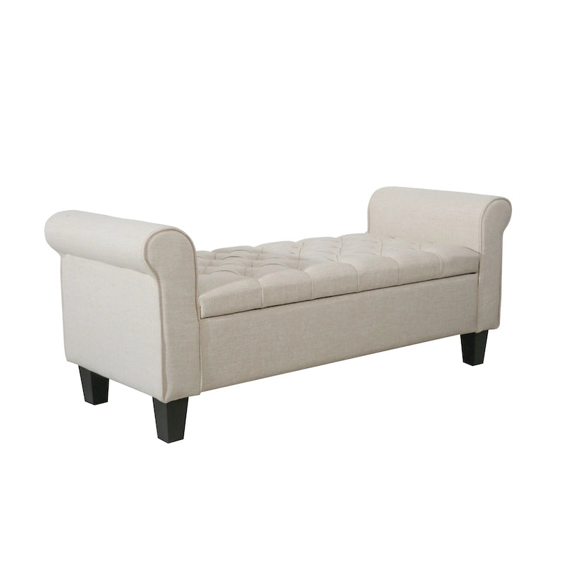 Banc de rangement capitonné en tissu avec couvercle rabattable, Siège de couloir rembourré