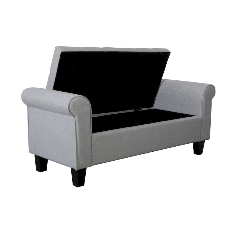 Banc de rangement capitonné en tissu avec couvercle rabattable, Siège de couloir rembourré