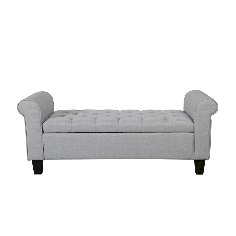 Banc de rangement capitonné en tissu avec couvercle rabattable, Siège de couloir rembourré