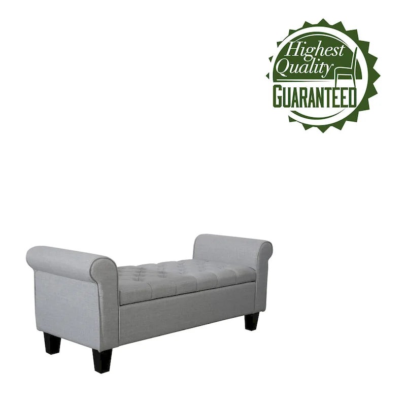Banc de rangement capitonné en tissu avec couvercle rabattable, Siège de couloir rembourré