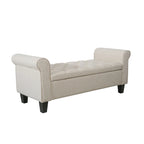 Banc de rangement capitonné en tissu avec couvercle rabattable, Siège de couloir rembourré