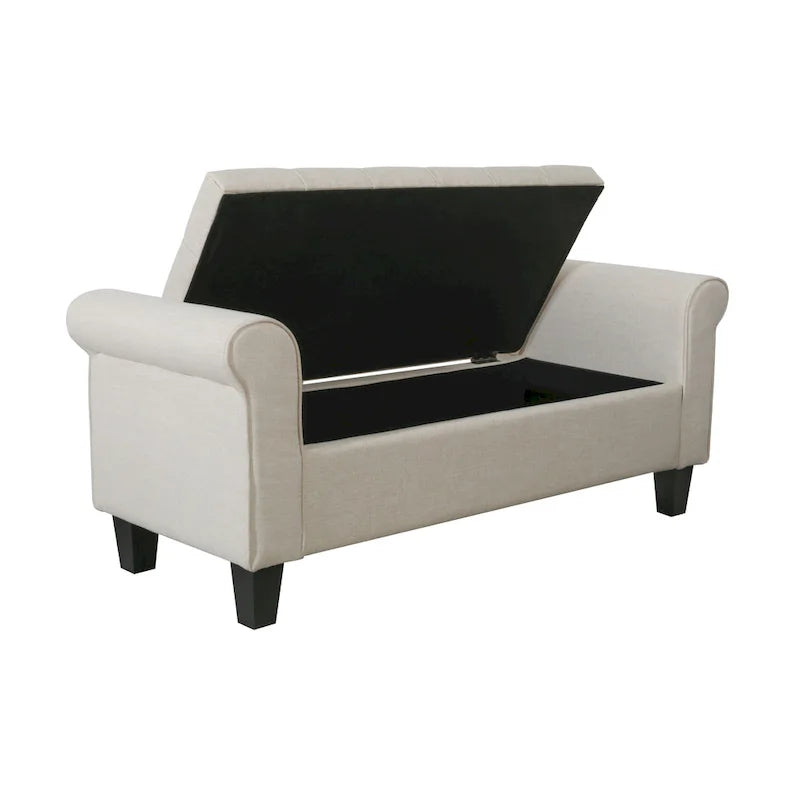 Banc de rangement capitonné en tissu avec couvercle rabattable, Siège de couloir rembourré