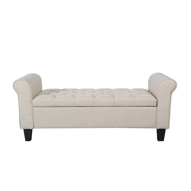 Banc de rangement capitonné en tissu avec couvercle rabattable, Siège de couloir rembourré