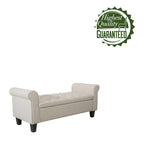 Banc de rangement capitonné en tissu avec couvercle rabattable, Siège de couloir rembourré