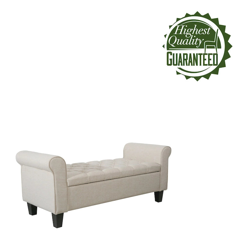 Banc de rangement capitonné en tissu avec couvercle rabattable, Siège de couloir rembourré