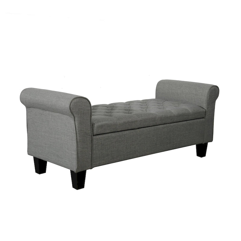 Banc de rangement capitonné en tissu avec couvercle rabattable, Siège de couloir rembourré